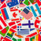 National flags of the different countries of the world in a heap. Top view National flags of the different countries of the world in a heap. Top view